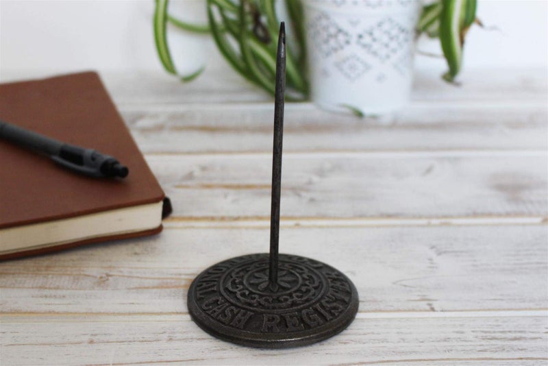 Thorness Vintage cast Iron Cash Register Receipt Spike Paperweight | Desk Receipt Holder | Restaurant Paper Holder | Check Spike | Spindle Rod Bill Holder | Note Spike for Office Home Restaurant - Image 3